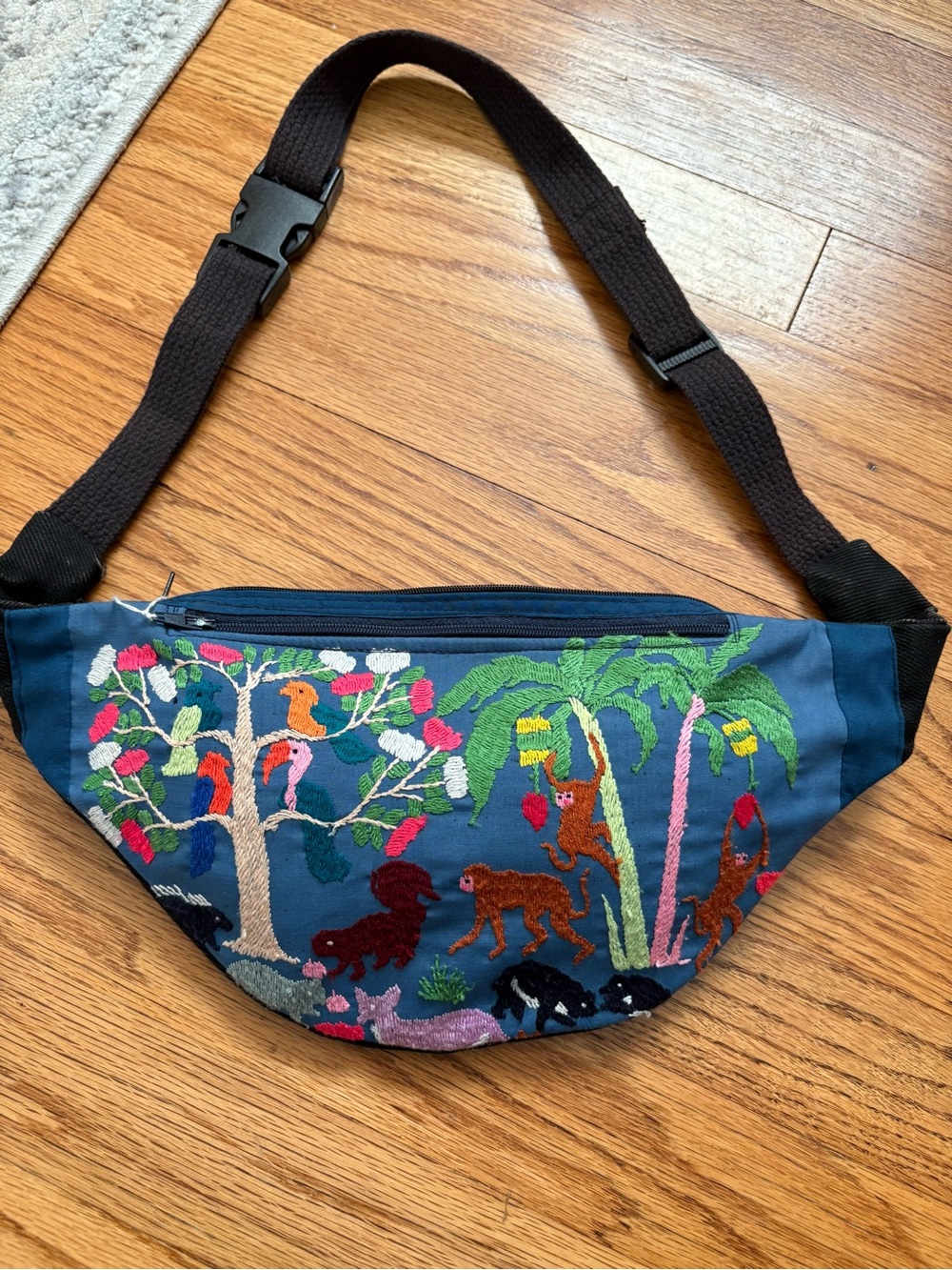 Embroidered Jungle Animal Waist Bag
